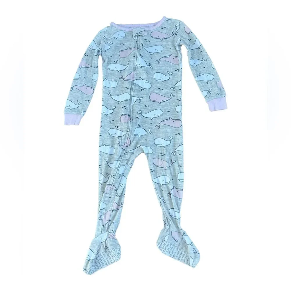 Carter's Baby Girls 1-Pc. Whale-Print Cotton Footed Pajamas Size 24M